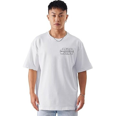 The Souled Store Official Star Wars Rule The Galaxy Mens And Boys Graphic Printed Cotton Oversized T-Shirts White Oversized T-Shirts Fashionable Trendy Graphic Prints Pop Culture Merchandise