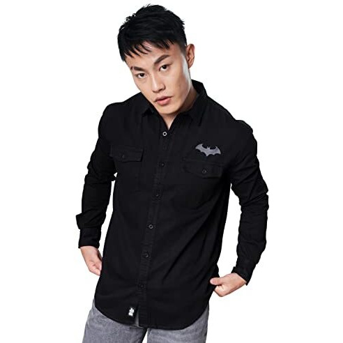 The Souled Store Men Official Batman Fear The Bat Black Printed Shirts Shirt For Men Casual Half Sleeves Regular Fit Printed Stylish Latest Cotton Summer Branded Wrinkle Free Trending Tren