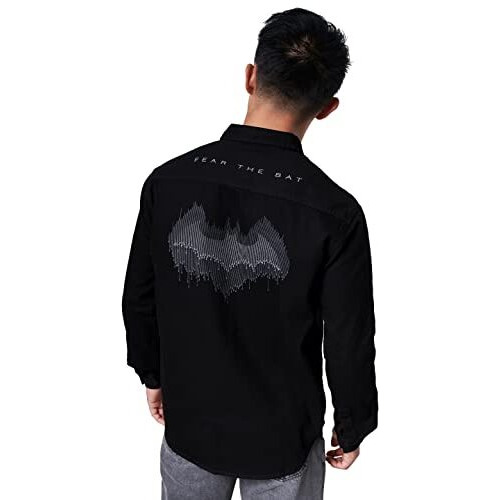 The Souled Store Men Official Batman Fear The Bat Black Printed Shirts Shirt For Men Casual Half Sleeves Regular Fit Printed Stylish Latest Cotton Summer Branded Wrinkle Free Trending Tren