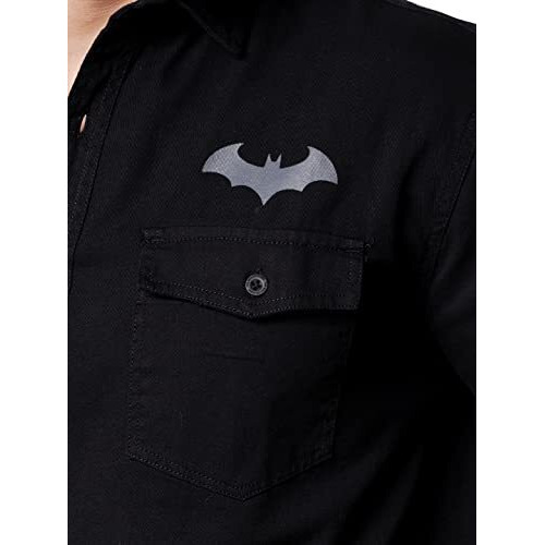 The Souled Store Men Official Batman Fear The Bat Black Printed Shirts Shirt For Men Casual Half Sleeves Regular Fit Printed Stylish Latest Cotton Summer Branded Wrinkle Free Trending Tren
