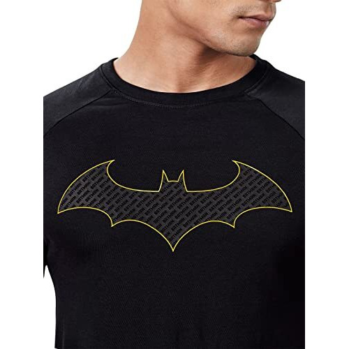 The Souled Store Men Official Batman The Emblem Black Printed Drop Cut T-Shirts Drop Cut T-Shirts Fashionable Trendy Graphic Prints Pop Culture Merchandise