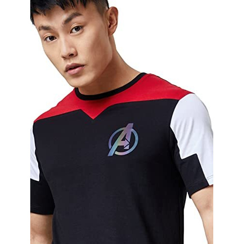 The Souled Store Men Official Avengers Logo Multicolored Printed Drop Cut T-Shirts