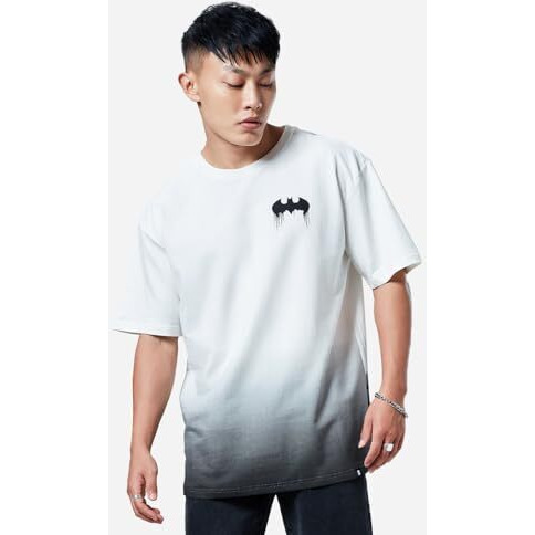 The Souled Store Men Official Batman Gotham's Saviour Oversized T Shirts For Men Baggy Off-Shoulder Loose Fit Relaxed Drop Shoulder Half Sleeve Round Neck Back Printed Multicolour