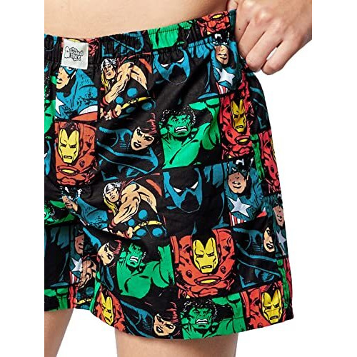 The Souled Store|Official Marvel Comics Mens And Boys Boxer| Regular Fit Graphic Printed|100% Cotton Poplin Black Color Boxer Shorts