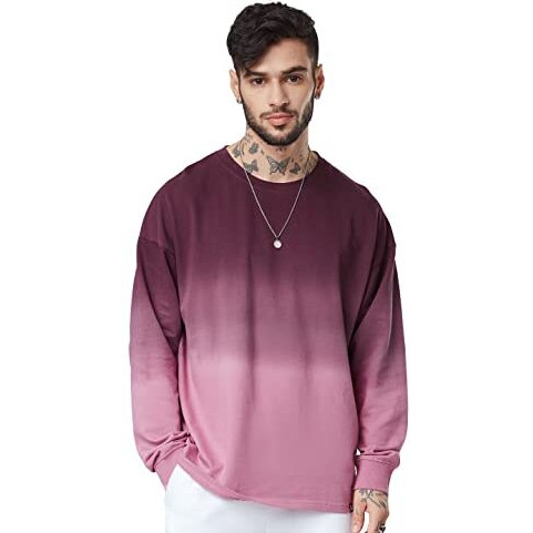 The Souled Store| Tie-Dye Grape Wine Mens And Boys T-Shirts|Full Sleeve|Oversized Fit Solid|80% Cotton 20% Polyester Multicolored Oversized Full Sleeve T-Shirts