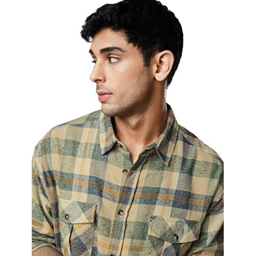 The Souled Store| Checks Blue, Green, And Yellow Mens And Boys Shirts|Full Sleeve|Loose Fit Checks|100% Cotton Multicolored Men Utility Shirts Shirt For Men Casual Half Sleeves Regular Fit Printed St