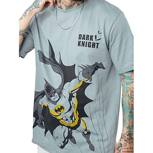 The Souled Store| Official Batman The Dark Knight Mens And Boys T-Shirts|Half Sleeve|Regular Fit Graphic Printed|100% Cotton Grey Color Men T-Shirts