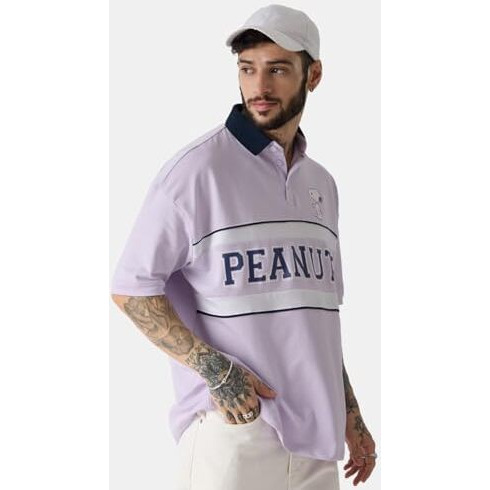 The Souled Store Official Peanuts Snoopy Men And Boys Oversized Fit Graphic Printed Half Sleeve Cotton Multicolored Men Oversized Polos