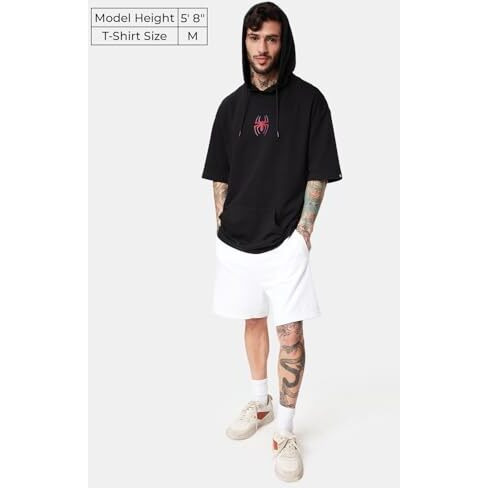 The Souled Store| Official Spider-Man Thwip Mens And Boys T-Shirts|Half Sleeve|Loose Fit Graphic Printed|100% Cotton Black Color Hooded T-Shirts Hooded T-Shirts Fashionable Trendy Graphic Prints