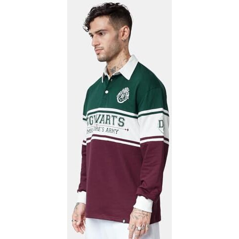 The Souled Store Harry Potter Dumbledore's Army Men And Boys Long Sleeves Collared Neck Regular Fit Graphic Printed Cotton Multicolored Rugby Polos