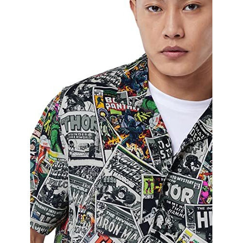 The Souled Store Official Marvel Comic Nerd Men And Boys Relaxed Fit Graphic Multicolored Half Sleeve Rayon Summer Shirts Shirt For Men Casual Half Sleeves Regular Fit Printed Stylish Latest Cotton P