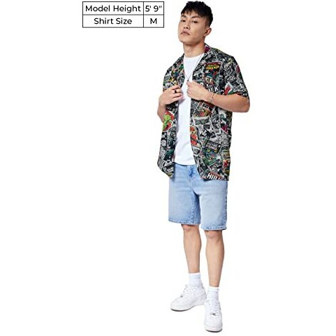 The Souled Store Official Marvel Comic Nerd Men And Boys Relaxed Fit Graphic Multicolored Half Sleeve Rayon Summer Shirts Shirt For Men Casual Half Sleeves Regular Fit Printed Stylish Latest Cotton P
