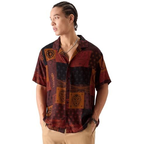 The Souled Store Official Iron Man Pattern Men And Boys Relaxed Fit Graphic Half Sleeve Rayon Multicolored Summer Shirts Shirt For Men Casual Half Sleeves Regular Fit Printed Stylish Latest Cotton Pa