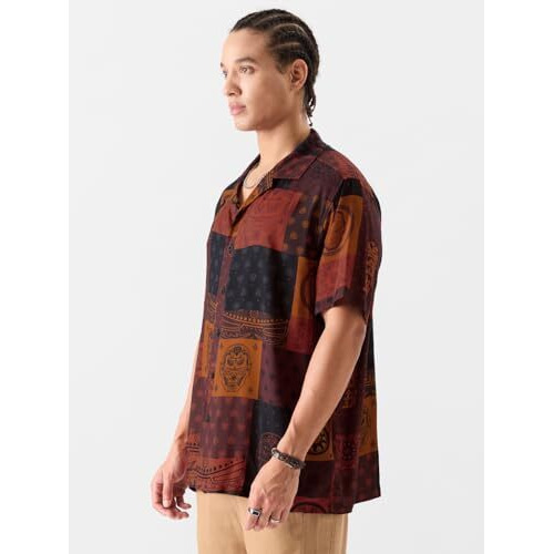 The Souled Store Official Iron Man Pattern Men And Boys Relaxed Fit Graphic Half Sleeve Rayon Multicolored Summer Shirts Shirt For Men Casual Half Sleeves Regular Fit Printed Stylish Latest Cotton Pa