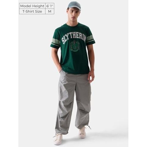 The Souled Store Harry Potter Slytherin Mens Regular Fit Graphic Printed Half Sleeve Cotton Green T-Shirts Men's T-Shirts Graphic Tees Casual Fashion Regular Fit Sleeves Round Neck Printed Shirts