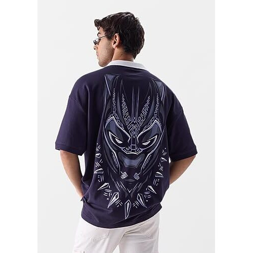The Souled Store Official Black Panther Mask 66 Oversized Polos