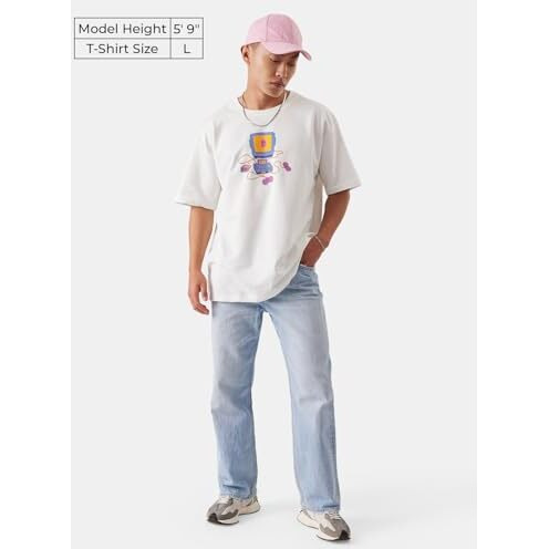 The Souled Store Tss Originals Retro Gamer Men And Boys Oversized Fit Graphic Half Sleeve Cotton White Color Oversized T-Shirts Oversized T-Shirts Fashionable Trendy Graphic Prints Pop Culture