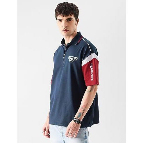 The Souled Store Captain America Super Soldier Mens Oversized Fit Graphic Printed Half Sleeve Cotton Multicolored Oversized Polos Oversized Fit Graphic Polo Colored Half Sleeve Cottonblend