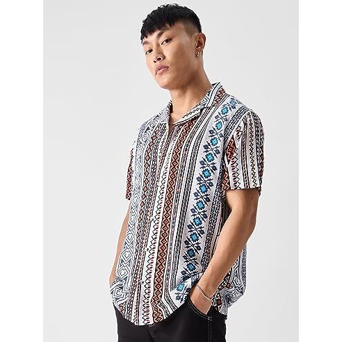 The Souled Store Original Indie Tribe Cotton Holiday Shirts For Men Holiday Shirts Fashionable Trendy Graphic Prints Pop Culture Merchandise Multicolour Shirts Casual Button-Down Half Sleeve Printed