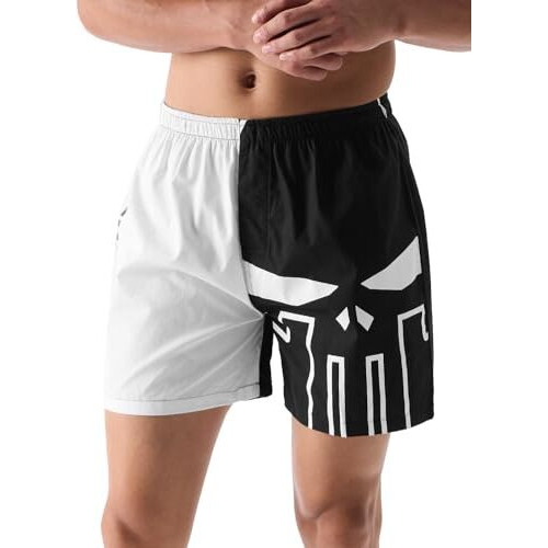 The Souled Store Official Marvel Punisher Men And Boys Black And White Graphic Printed Boxer Shorts