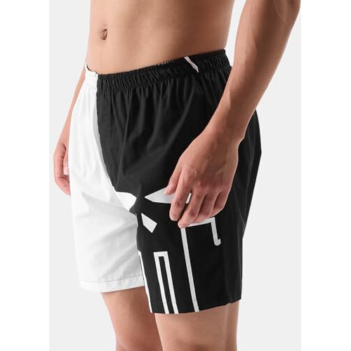 The Souled Store Official Marvel Punisher Men And Boys Black And White Graphic Printed Boxer Shorts