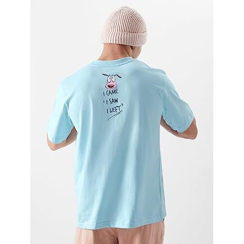 The Souled Store Official Courage Kinda Antisocial Mens And Boys Regular Fit Half Sleeve Blue Color Cotton T-Shirts (228058_L_Blue) T-Shirts Fashionable Trendy Graphic Prints Pop Culture Merchandise