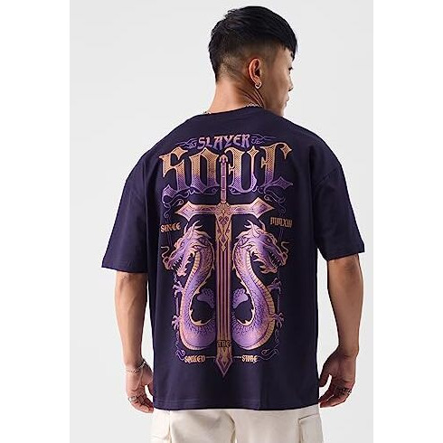 The Souled Store Original Slayer Men Oversized T-Shirts Purple