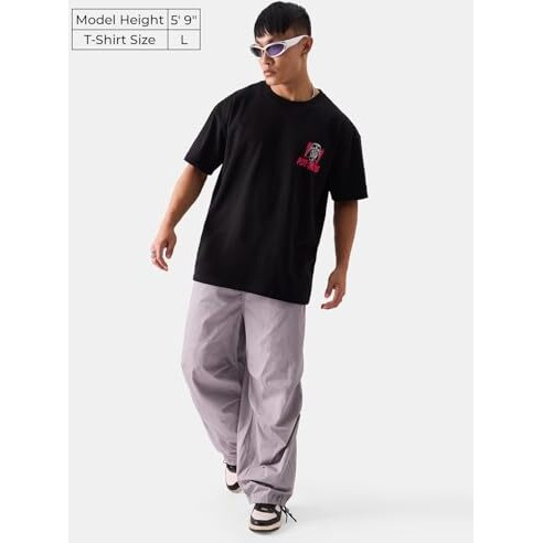The Souled Store Official Star Wars Dark Lord Mens And Boys Oversized Fit Graphic Printed Half Sleeve Cotton Black Color Mens Oversized T-Shirts (229630_M_Black)