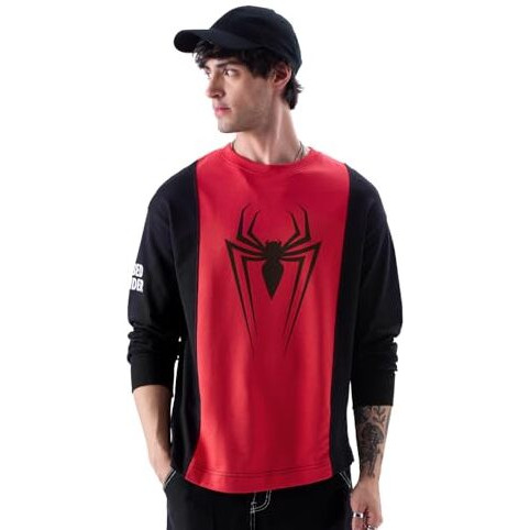 The Souled Store Spider-Man Radioactive Men Oversized Full Sleeve T-Shirts