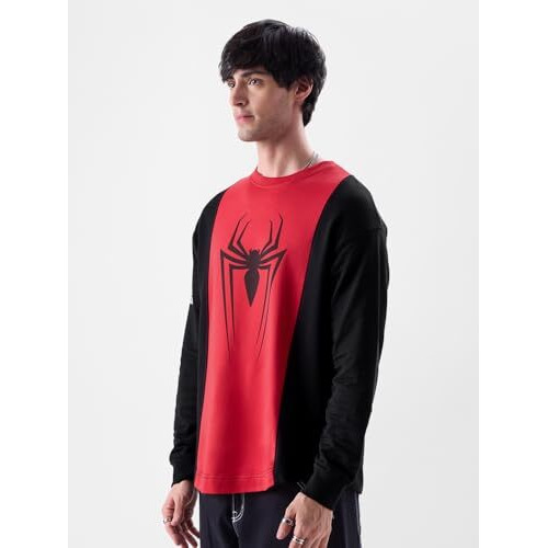 The Souled Store Spider-Man Radioactive Men Oversized Full Sleeve T-Shirts