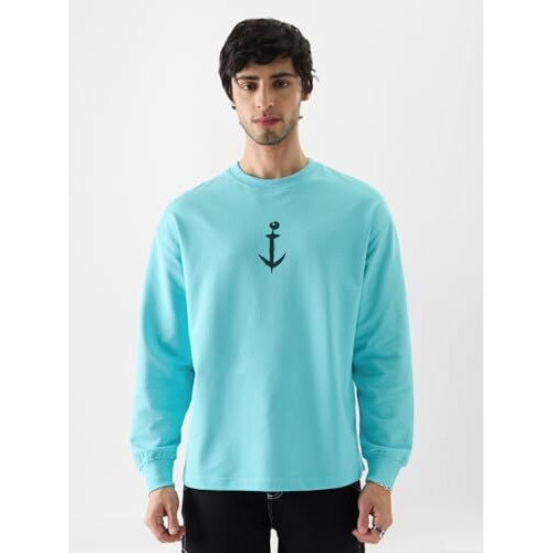 The Souled Store Official Popeye Bring Em On Oversized Full Sleeve T-Shirts Blue