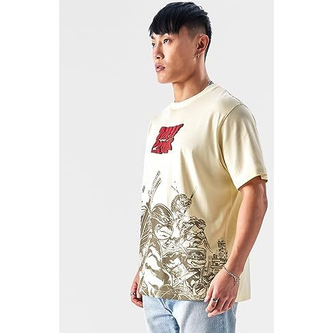 The Souled Store Official Tmnt Turtle Power Men And Boys Regularfit Half Sleeve Graphic Printed Cotton Yellow Color T- Shirt (240345_Yellow)