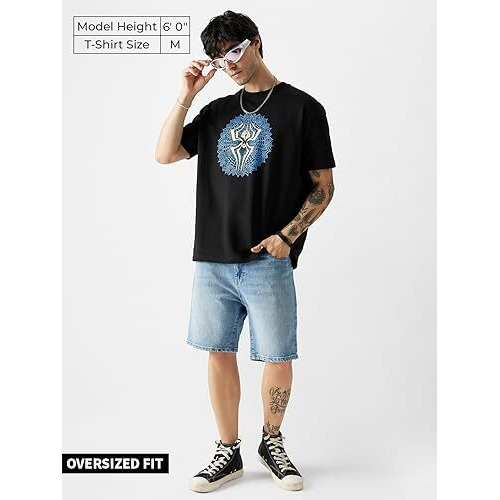 The Souled Store Official Spider-Man Pavitr Prabhakar Men Oversized T-Shirts Black