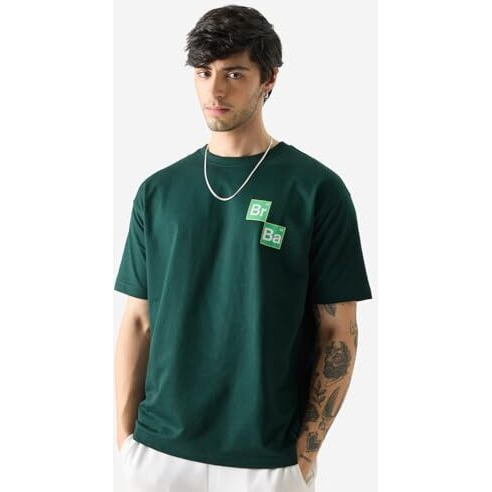 The Souled Store Official Breaking Bad Jesse And Walter Oversized T-Shirts Green