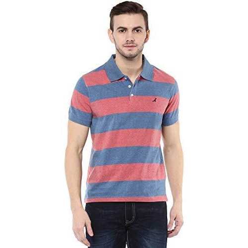 American Crew Men's Cotton Regular Fit T-Shirt (Ac1102-M_Black & Red_Medium)