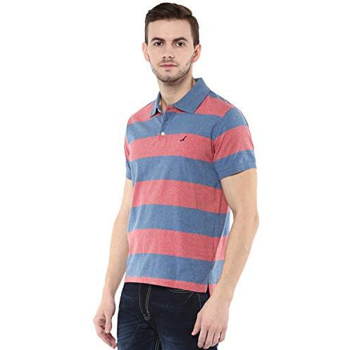 American Crew Men's Cotton Regular Fit T-Shirt (Ac1102-M_Black & Red_Medium)