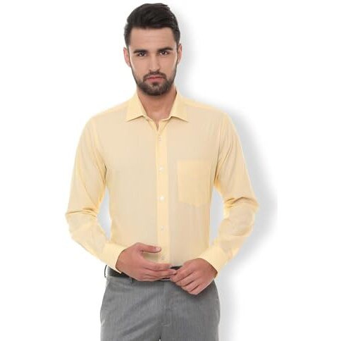 Van Heusen Men's Solid Slim Fit Formal Shirt (Vhsfbslpw83158_Yellow_42)