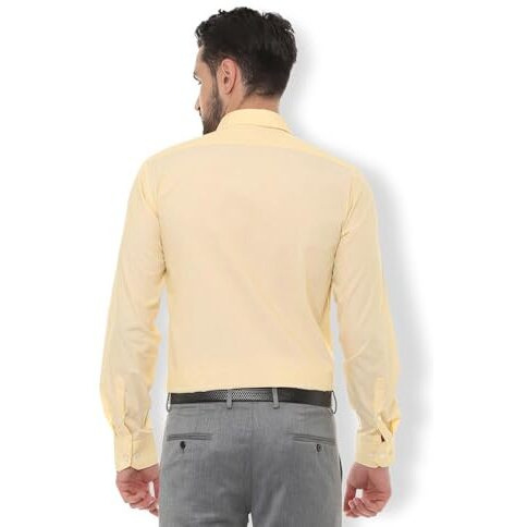 Van Heusen Men's Solid Slim Fit Formal Shirt (Vhsfbslpw83158_Yellow_42)