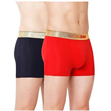 Underjeans Men's Cotton Blend Trunks (Pack Of 2) (Ujnpts042E2Navyreds_Assorted_S)