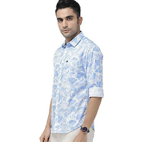 The Indian Garage Co Men's Slim Shirt (0919-Sh14-02- Blue Extra Large)