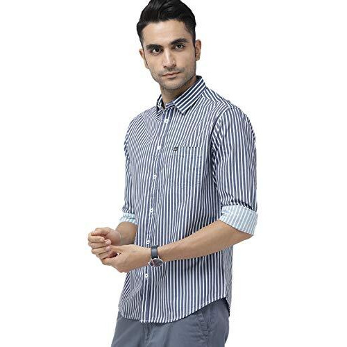 The Indian Garage Co Men's Slim Shirt (1019-Sh18-01-Blue & White_Blue Extra Large)