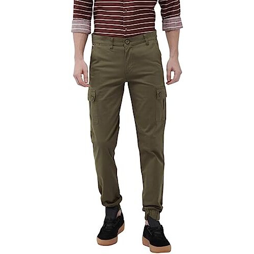 The Indian Garage Co Men's Slim Casual Pants (0419-Cargo02-08- Olive_32)