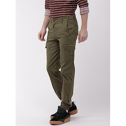 The Indian Garage Co Men's Slim Casual Pants (0419-Cargo02-08- Olive_32)