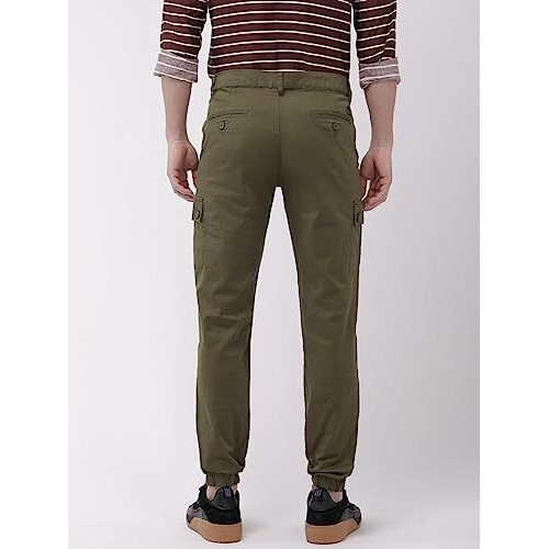 The Indian Garage Co Men's Slim Casual Pants (0419-Cargo02-08- Olive_32)