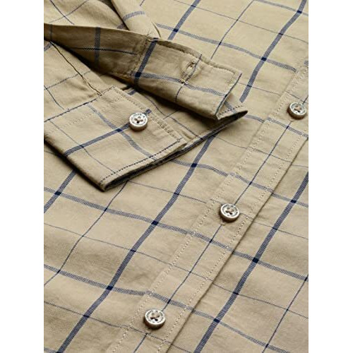 The Indian Garage Co Men's Slim Shirt (1119-Sh27-02- Khaki Medium)