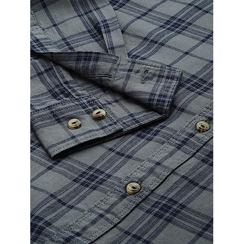 The Indian Garage Co Men's Slim Shirt (1119-Sh25-10- Grey Large)
