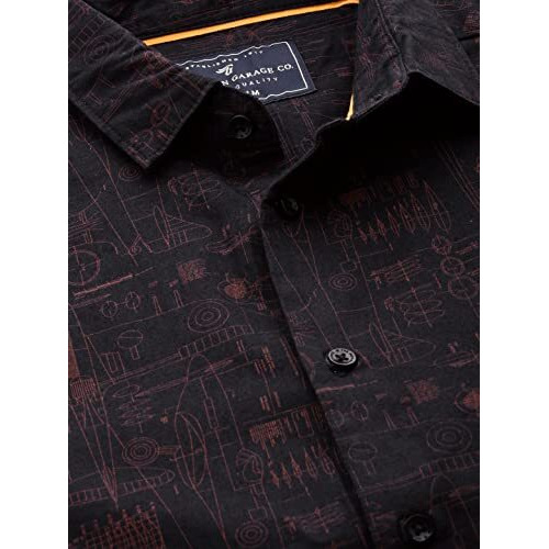 The Indian Garage Co Men's Slim Shirt (1119-Sh29-01- Black Medium)