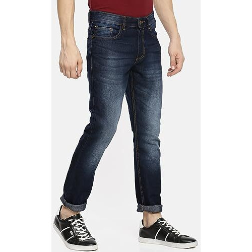 The Indian Garage Co Men Slim Fit Solid Mid-Rise Jeans Blue