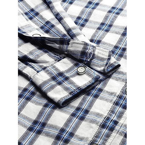 The Indian Garage Co Men's Checkered Slim Shirt (0620-Sh44-40_White Large)
