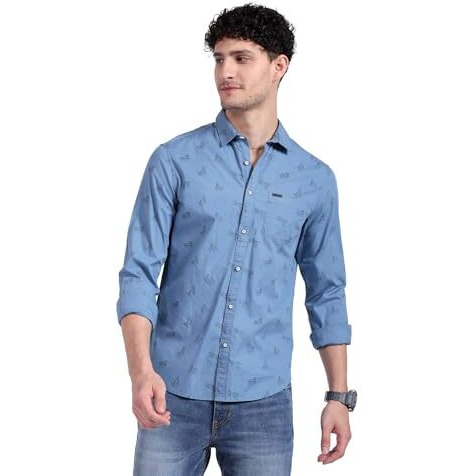 The Indian Garage Co Men's Checkered Slim Shirt (0620-Sh47-05_Teal Large)